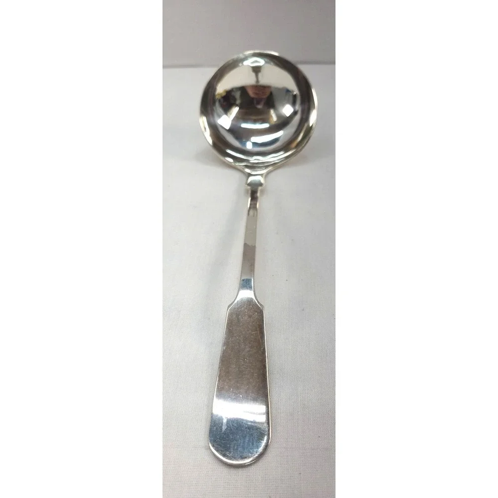 Antique Bailey Banks & Biddle Silver Plate Soup Ladle, Fiddle Pattern 9 Inches